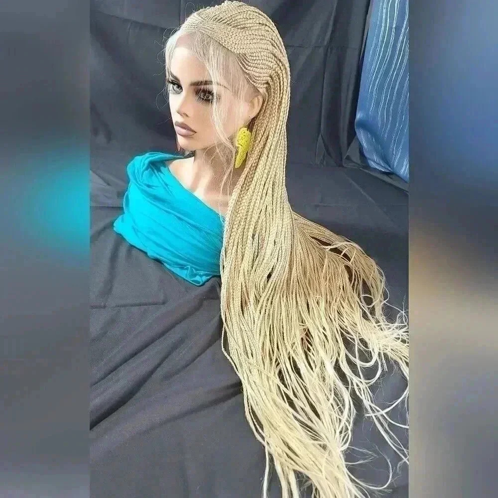 Blond Braided wigs 100% handmade, stunning , very long, feeding cornrows, NWT - Picture 9 of 15